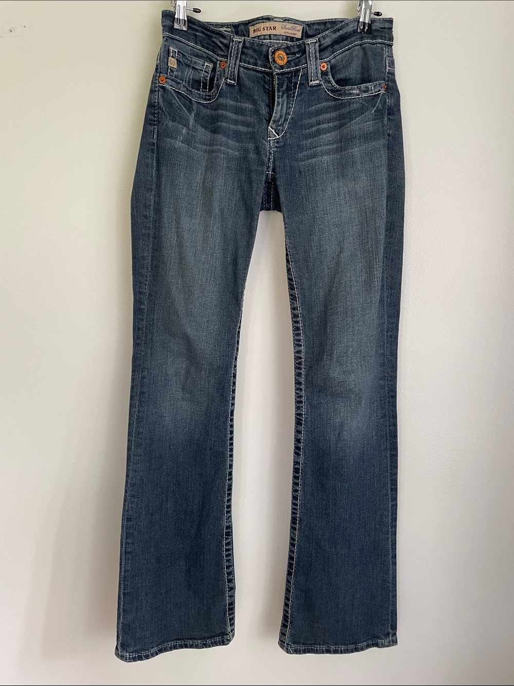 Big Star Dark Blue Bootcut Jeans with Faded Whiskering